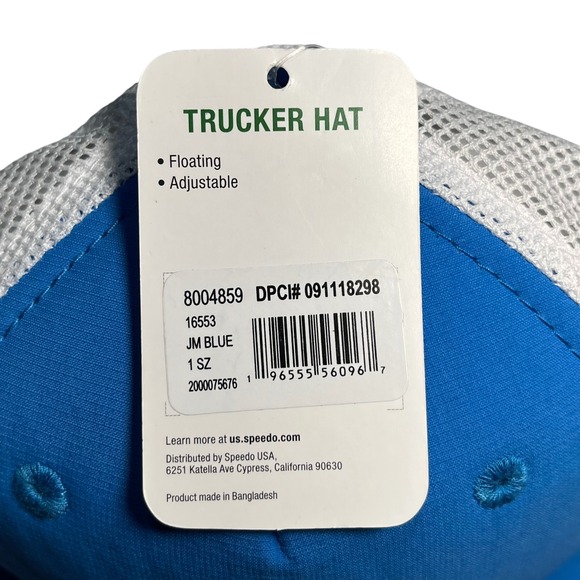 Speedo Kids Trucker Hat Blue Abstract‎ Knit Lightweight Adjustable Snapback NEW - Picture 7 of 8